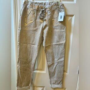 Ecru and gold dust joggers